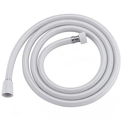 PVC Shower Hose 59 Inches Extra Long Smooth Handheld Shower Hose Flexible Anti-Kink Handheld Shower Head Hose with brass spin inner core White