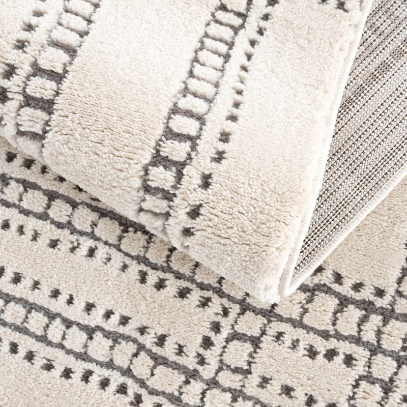Tapis marocain en polypropylène tissé à la machine Javyion, Rectangle 5 pi 3 po x 7 pi