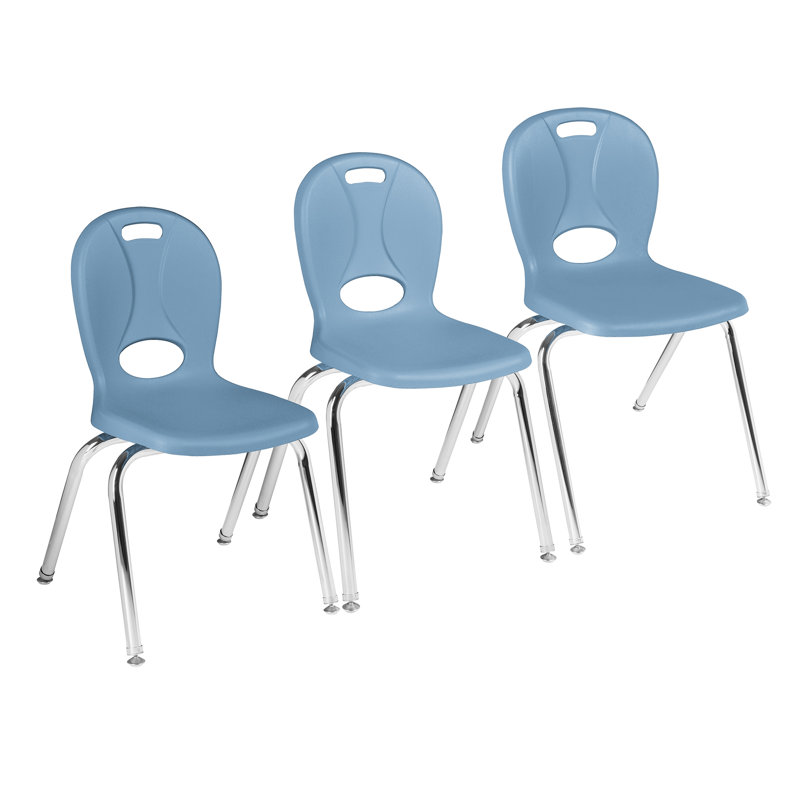 Chaises de classe empilables en plastique avec sièges profilés Structure Series, Bleu ciel, 14 po