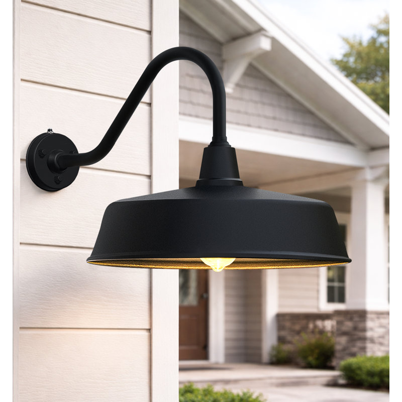 Luminaire de grange murale d'extérieur Bechard Dusk To Dawn, 21.1" H x 21" W x 34" D, Une lumière