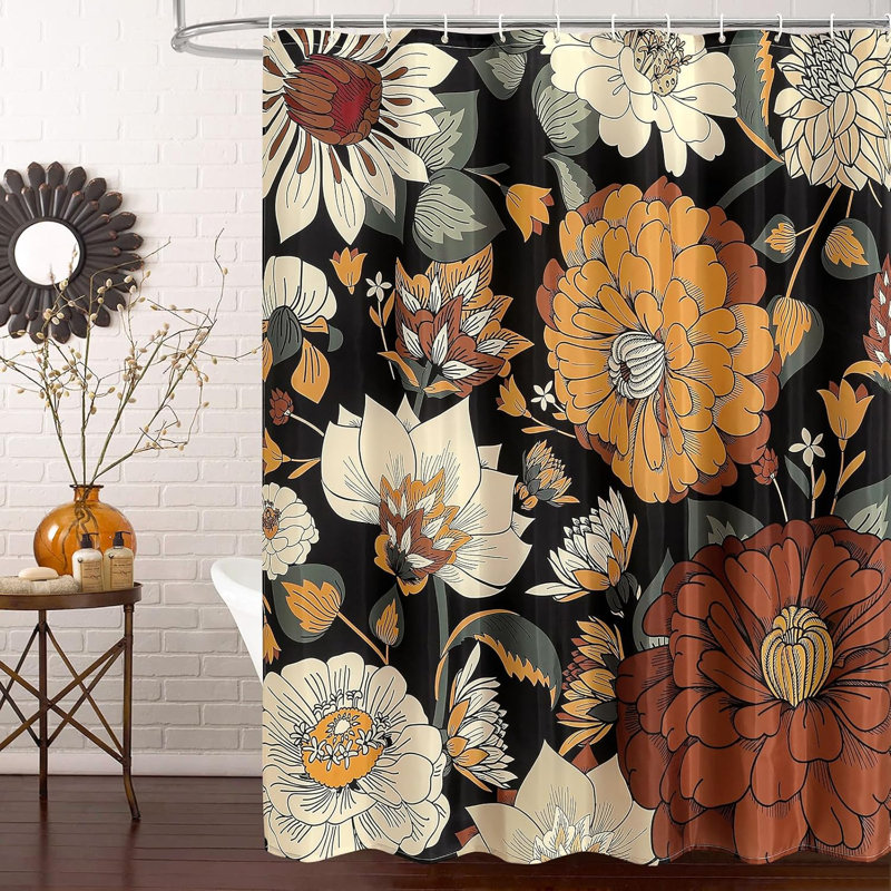 Rideau de douche Boho à motif de feuilles tropicales, tissu en polyester imperméable pour un décor de salle de bain moderne, facile à installer et à nettoyer