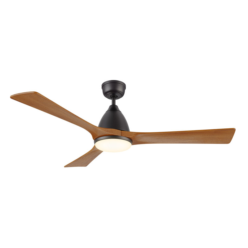 Ventilateur de plafond intelligent à 3 pales DEL avec télécommande et ensemble d'éclairage inclus., Noir, 52