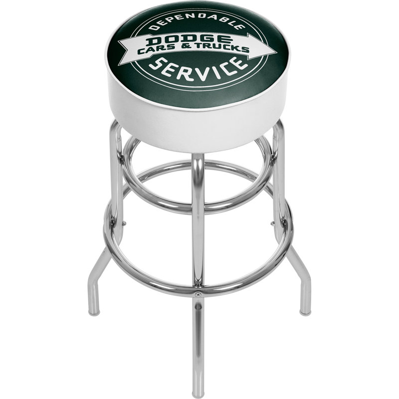 White Metal Swivel Bar Stool with Foam Padding