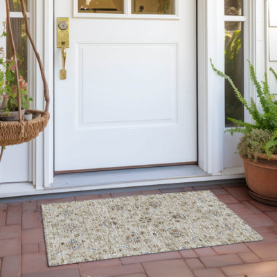 Tapis beige intérieur / extérieur lavable à la machine Chantille ACN1149