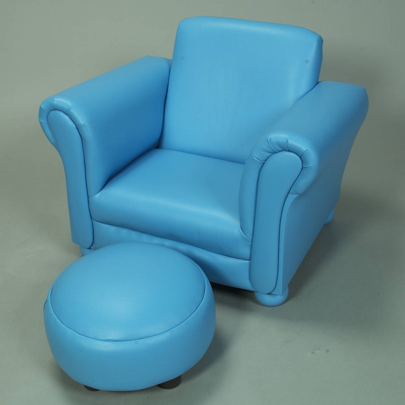 Aultman Kids 8'' Club Chair Chair and Ottoman, Blue