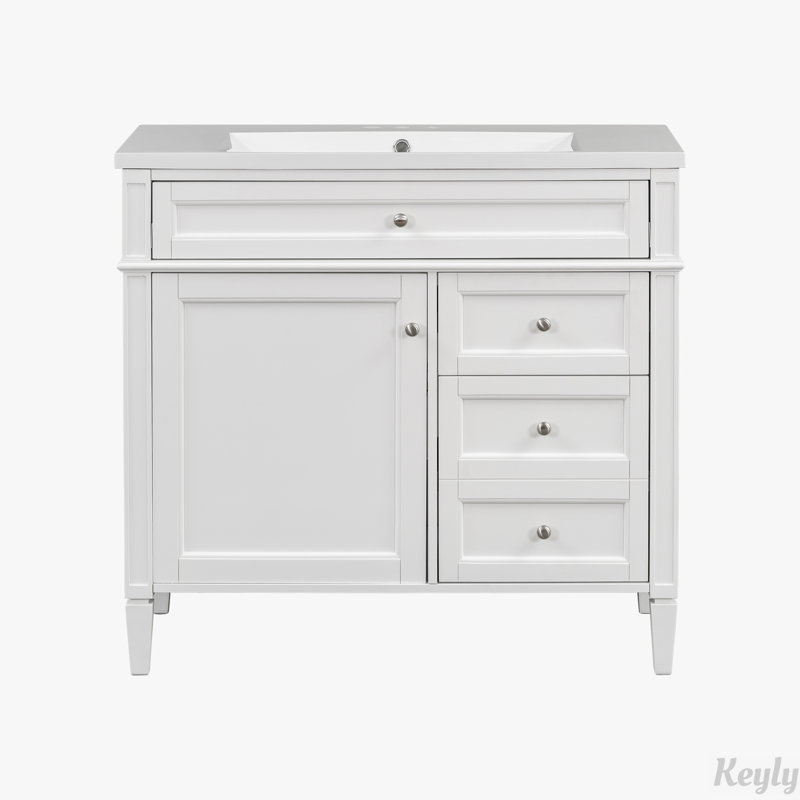 Meuble-lavabo 36 po avec lavabo supérieur, Blanc
