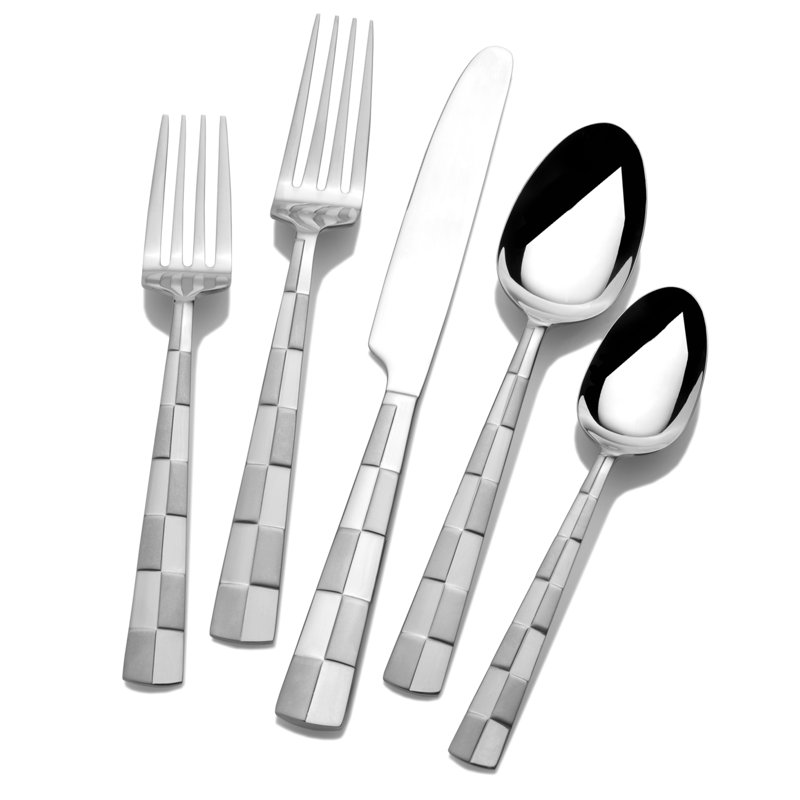 International Silver Checkered Frost Stainless Steel Flatware, 20-Piece Set, Service for 4