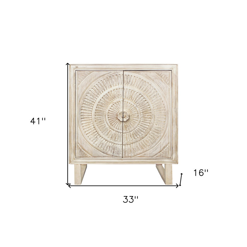 Armoire d'appoint 33 po, Blanc patiné, Métal métal