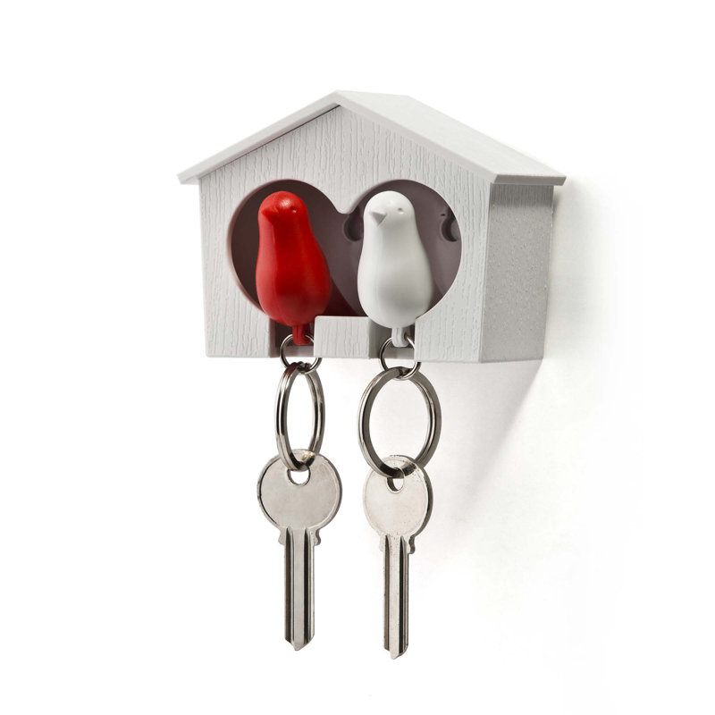 Design Ideas 1.8'' W Key Holder, White/Red