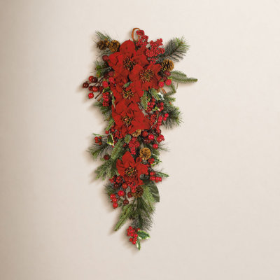 3 ft. Poinsettia Teardrop Silk Plant Swag