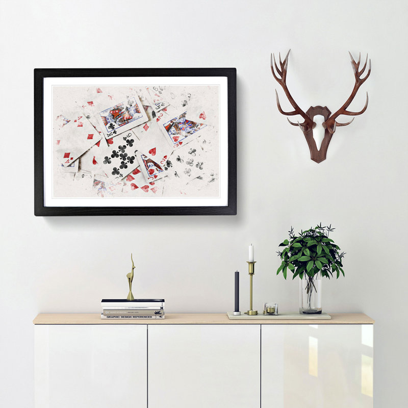 Deck Of Cards - Single Picture Frame Painting on MDF, Black Framed, 62cm H x 87cm W x 2cm D