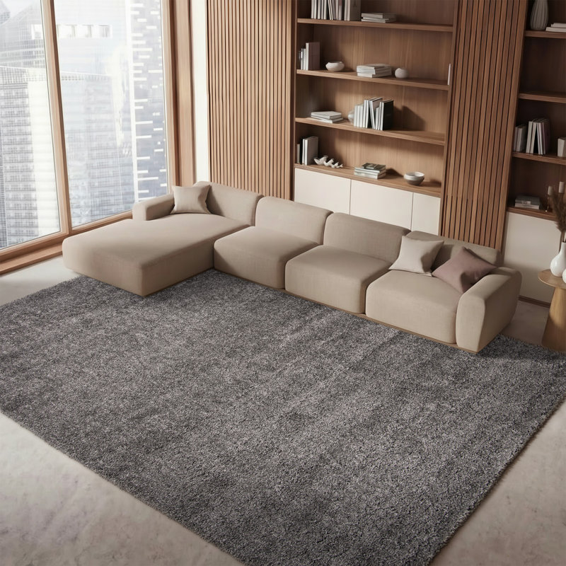 Tapis ivoire à poils longs Sador, Ivory, Rectangle 6 pi 7 po x 9 pi