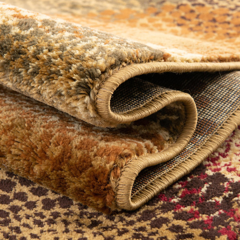 Tapis contemporain de couleur neutre Arabica, Rond 6 pi 1 po