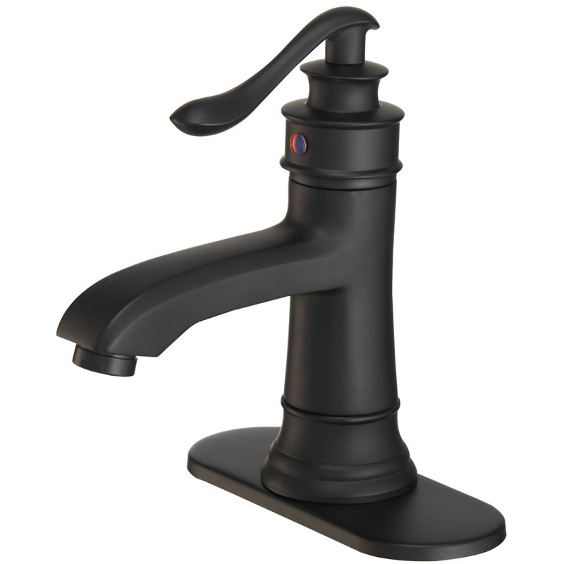 Robinet de salle de bains monotrou avec ensemble de drainage, Noir mat