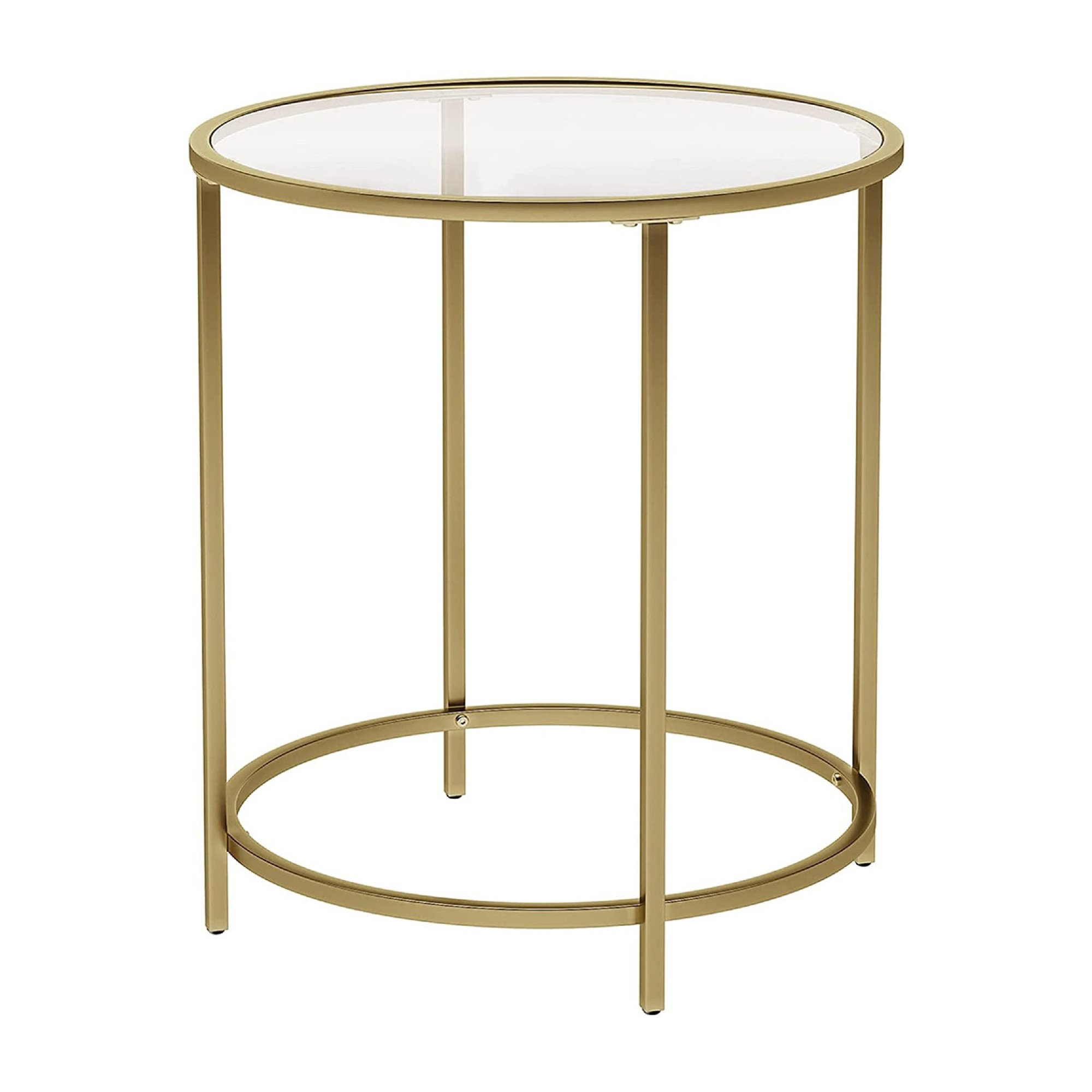 Everly Quinn Table De Bout Po Structure Ronde En M Tal Tablette En Verre Tremp Dor