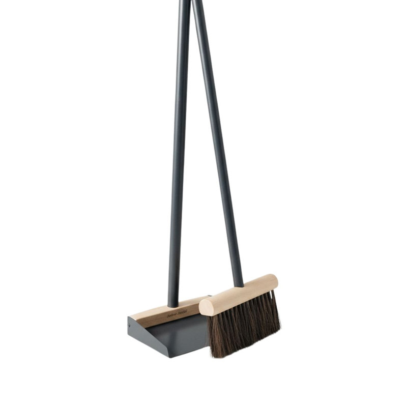 "Mr & Mrs Clynk" Large Complete Dustpan & Hand Brush, Black