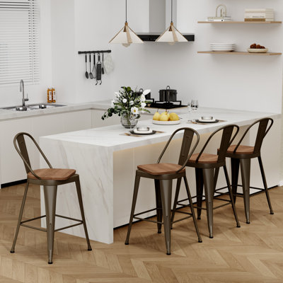 High Back Metal Counter And Bar Stools