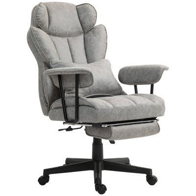 Massage Executive Office Chair With 6 Vibration Points, 400LBS Heated Big And Tall Office Chair With Foot Rest And Lumbar Support, Microfiber Reclinin by 17 Stories