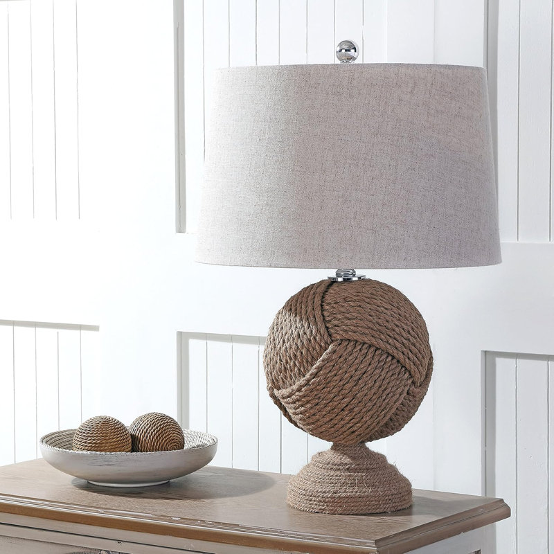 Lampe de table à cordes nouées avec abat-jour tambour Monkey's Fist