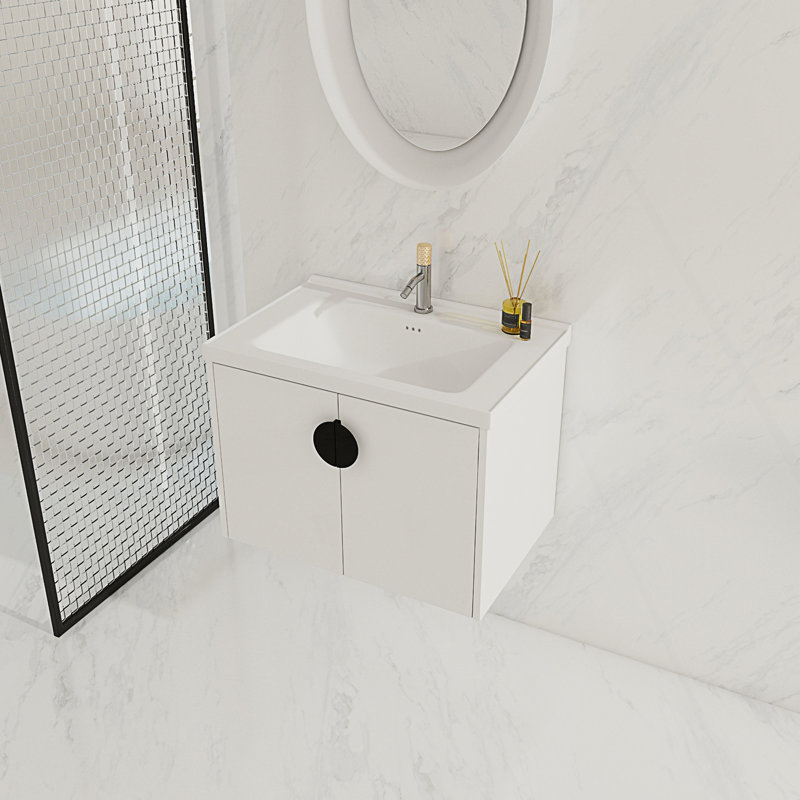 Meuble-lavabo de salle de bain avec lavabo et portes à fermeture douce