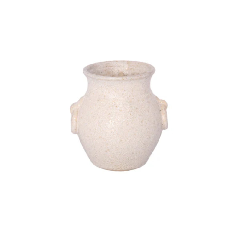Vase en céramique Amphora finition ivoire, H 7,5 po x l 6 po x P 7 po