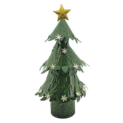 Shimmering Christmas Tree with Star and Snowflakes 1 Bottle Tabletop Wine Holder by Wine Bodies