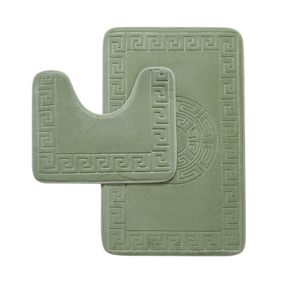 2 Piece Bathroom Rug Set Memory Foam Bath Mat & Pedestal Mat Soft Absorbent Non Slip Machine Washable Bathroom Mats