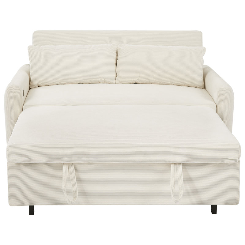 Lit 2 places beige avec structure stable et abri de salon escamotable
