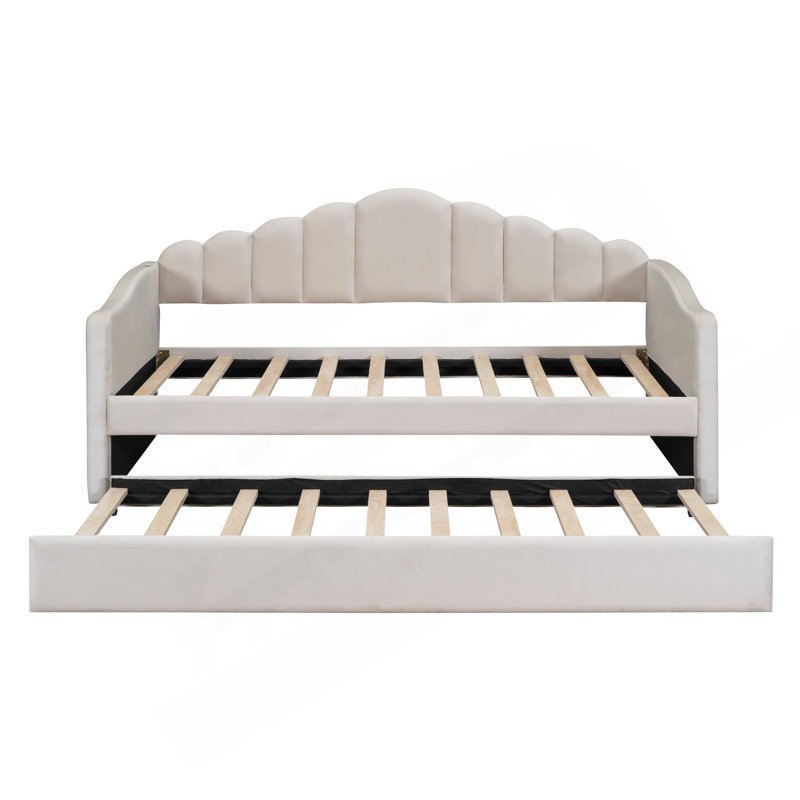 Lit de jour simple rembourré avec couchette, canapé-lit en velours avec ports de chargement USB, aucun sommier nécessaire