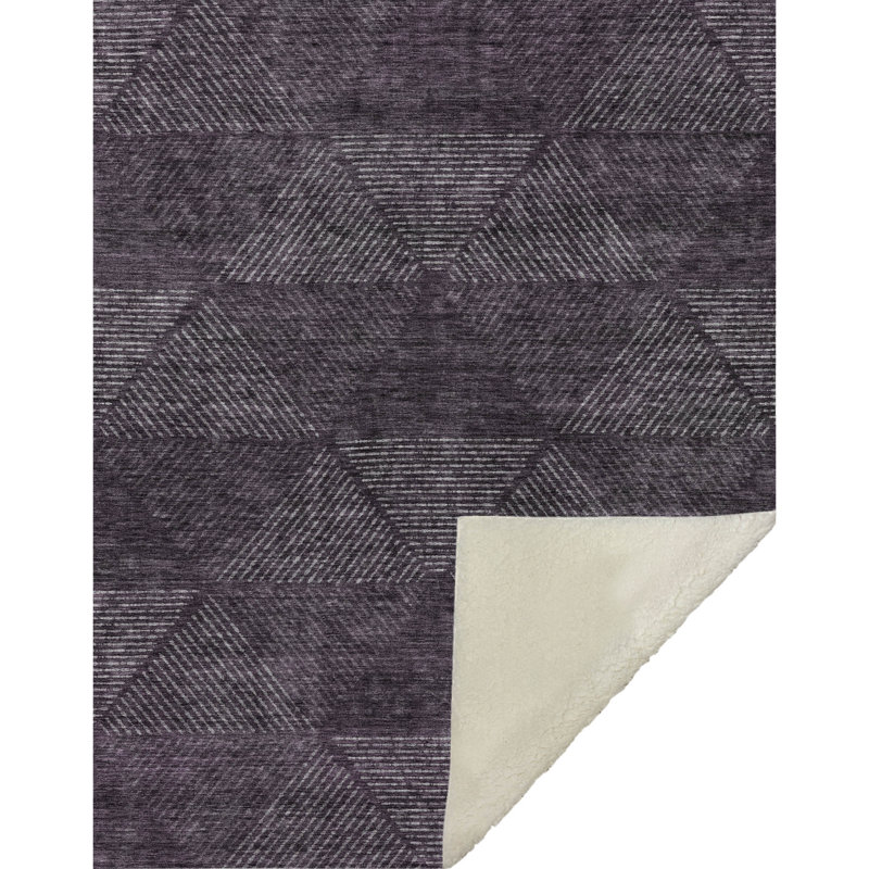 Jeté géométrique Addison Sherpa ASB777, Aubergine