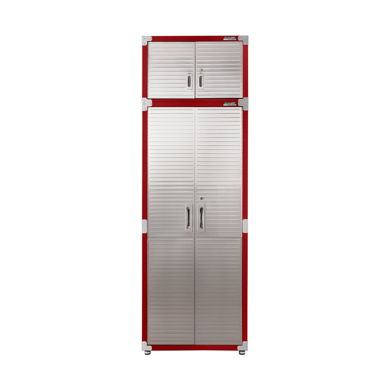 Seville Classics UltraHD 2-Piece Storage Cabinet Set, 30" W x 18" D x 90.5" H, Red