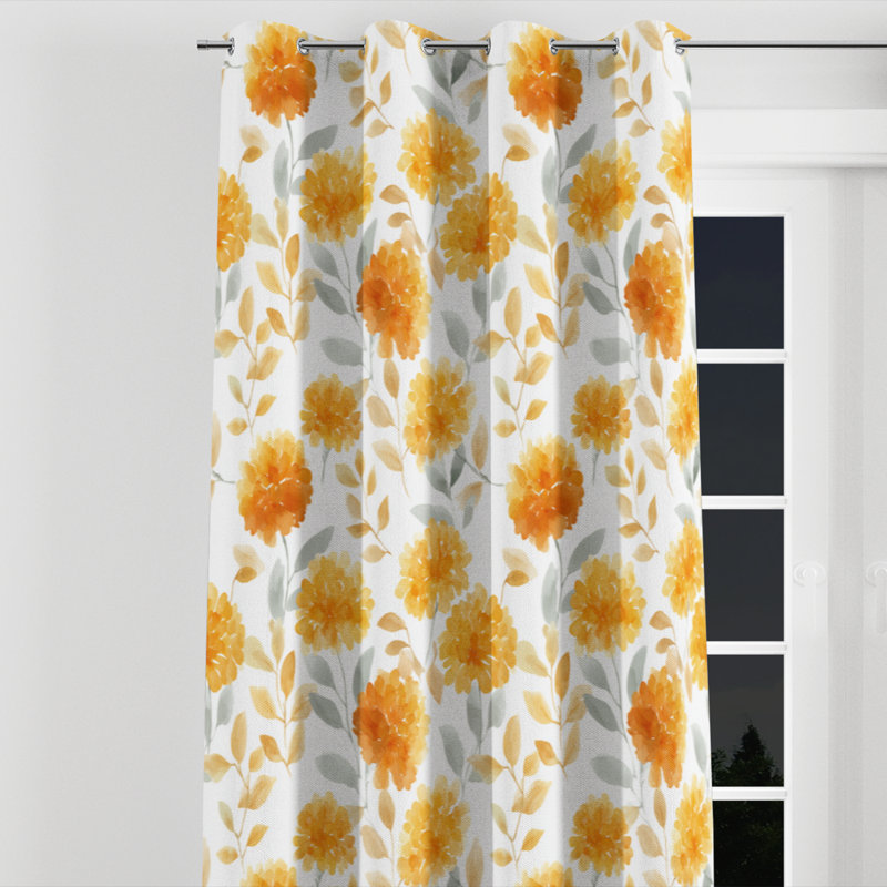 Rideaux en velours floral avec œillets Boho, L 52 po x L 120 po, Œillets argentés