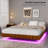 Queen Floating Bed Frame With Led Lights, Fluted Bed Frame Floating-1285772236