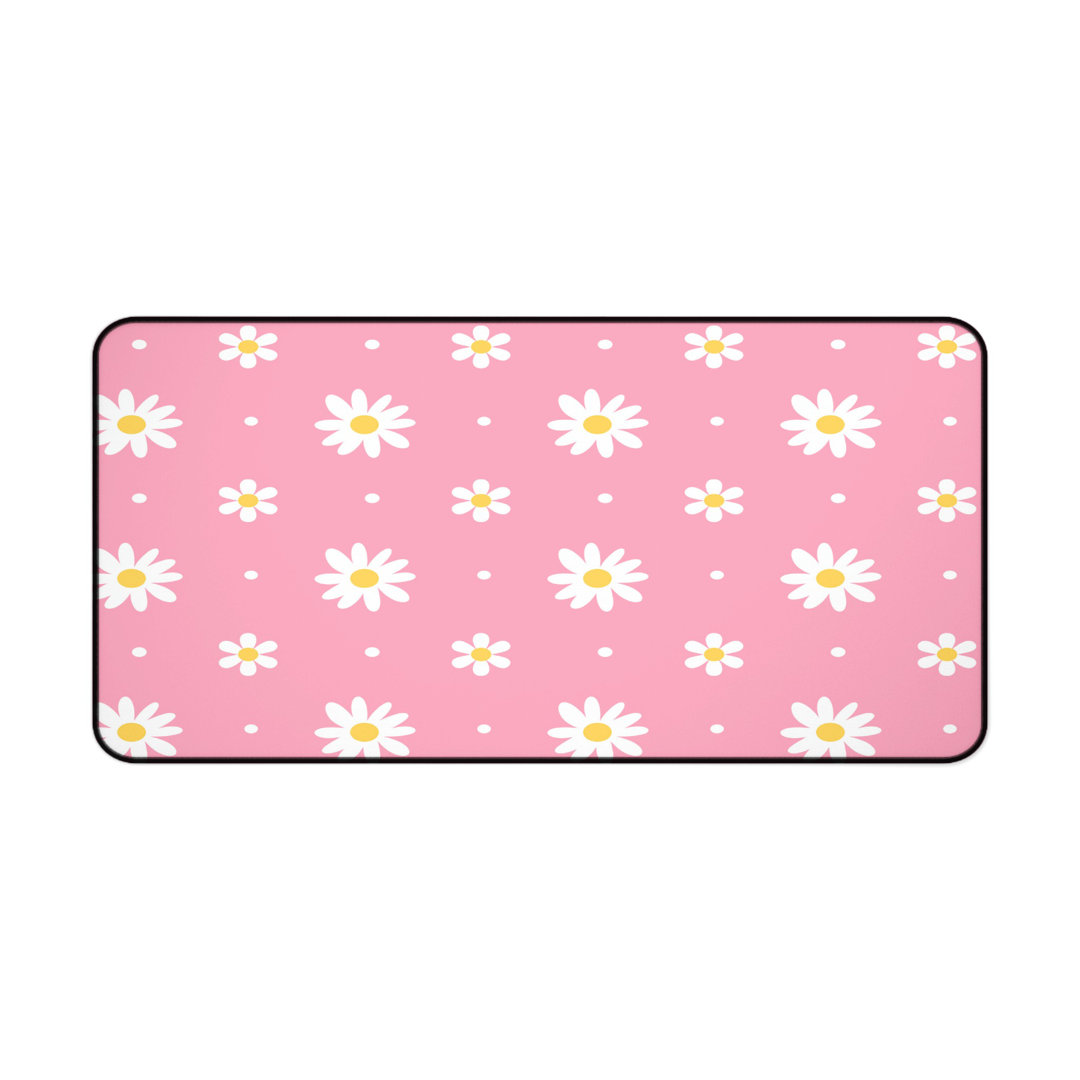 Pink Daisy Pattern Desk Mat
