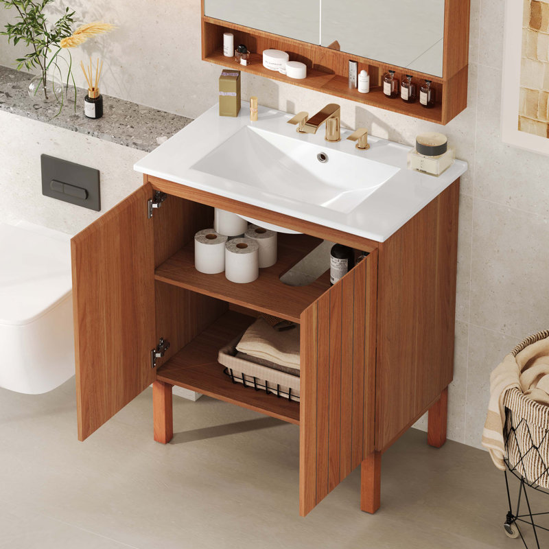 Meuble-lavabo de salle de bain avec lavabo en céramique