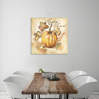 Watercolour Pumpkins: Happy Harvest - Wrapped Canvas Painting