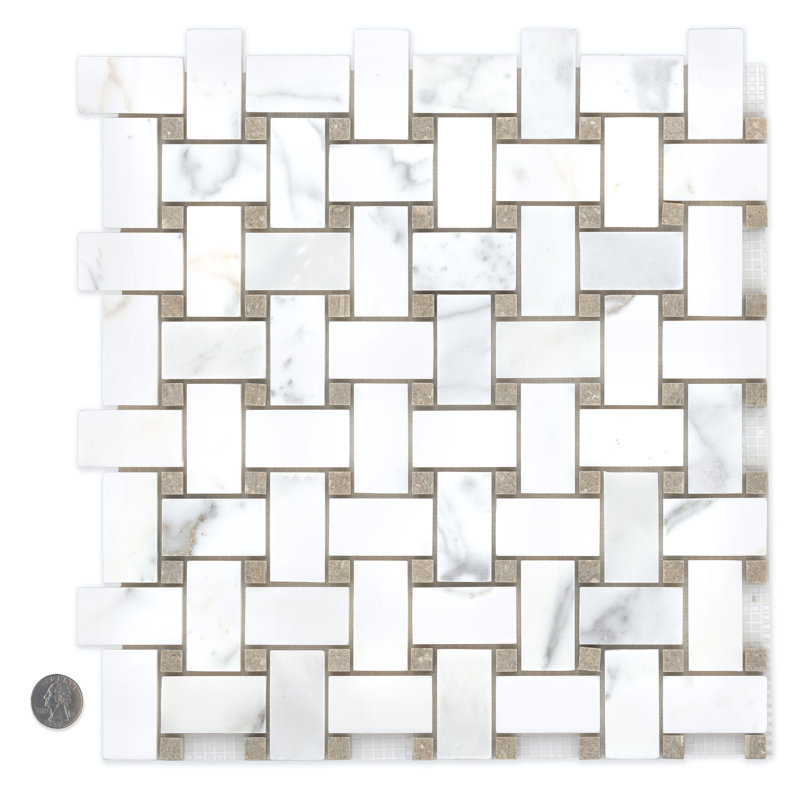 2" x 3" Marble Baskeweave Mosaic Wall & Floor Tile, Hillcrest