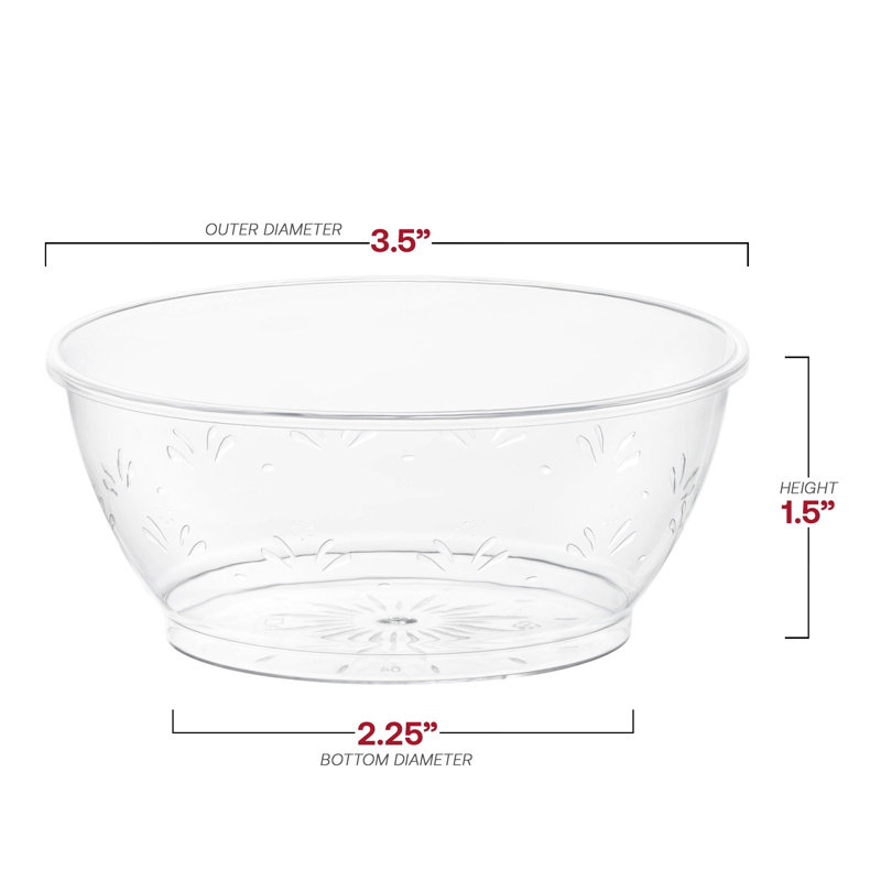 Bols à dessert ronds jetables en plastique transparent à motifs floraux (177 ml) - 240 bols