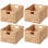 Rectangular Natural Water Hyacinth Hand Woven Rattan Wicker Storage Basket Set with Iron Wire Frame (Set of 4)