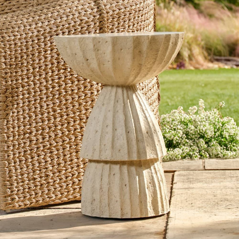Nereo Chiseled Concrete Outdoor Accent Table