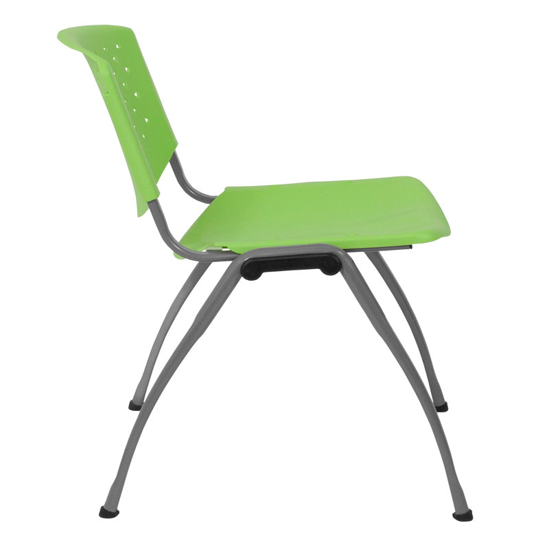 Green Plastic Stacking Reception Chair with Metal Frame
