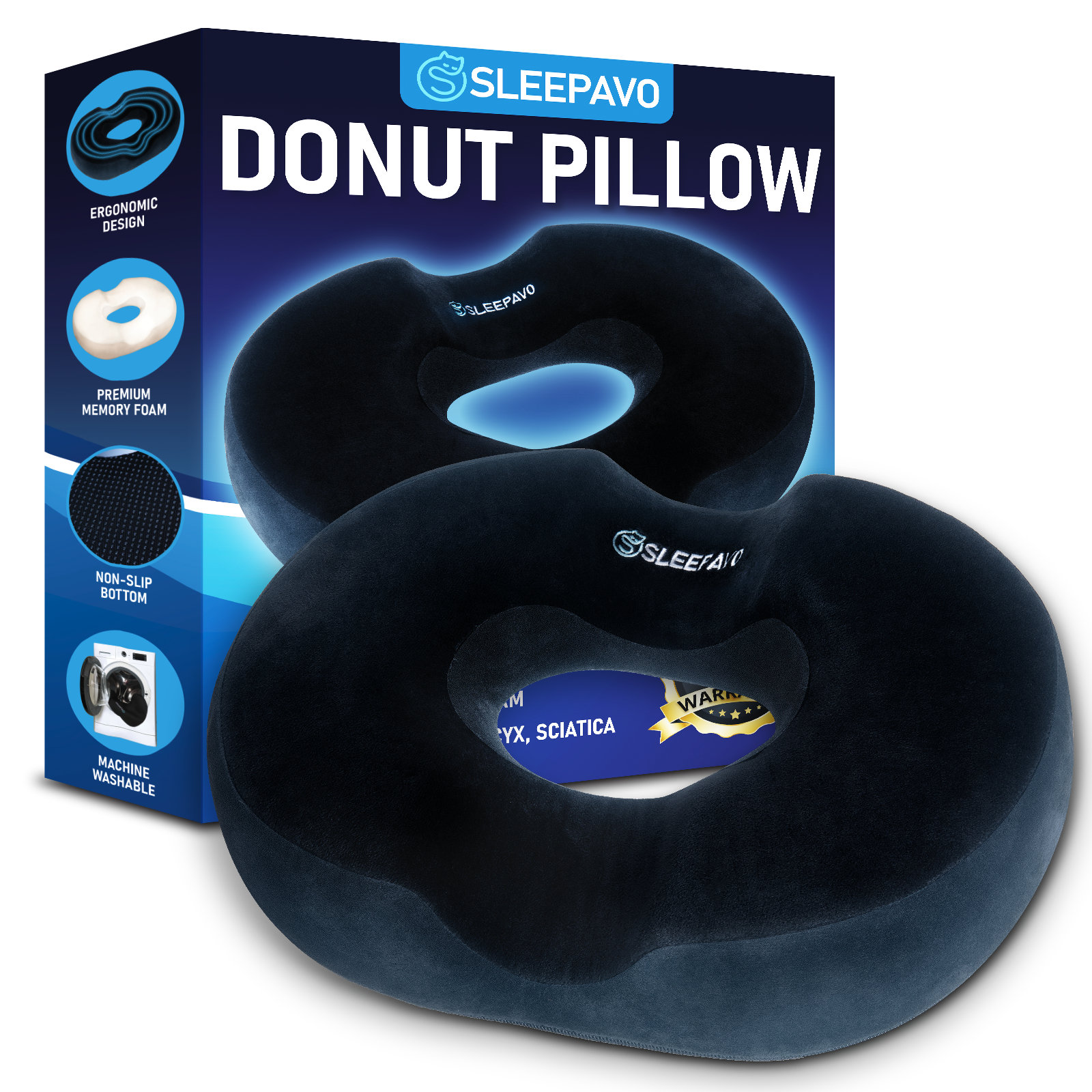 Sleepavo Seat Donut Pillow Cushion for Tailbone Pain Relief