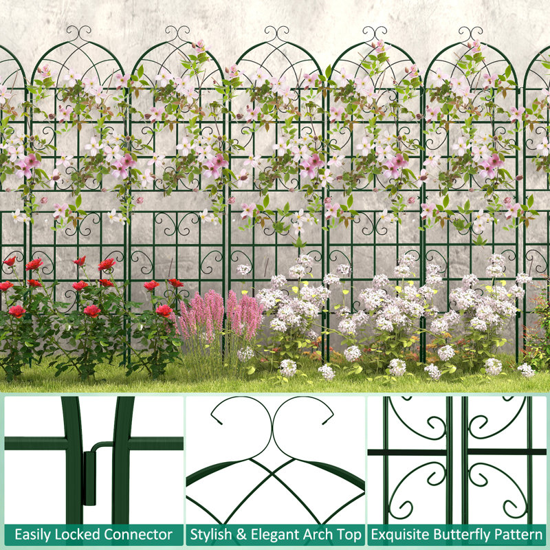 180cm W Metal Arched Trellis, Green