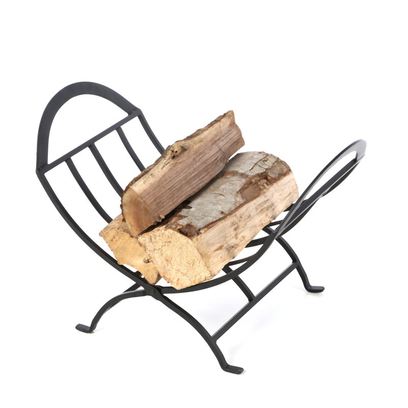 Black Wrought Iron 22'' Folding Firewood Log Rack