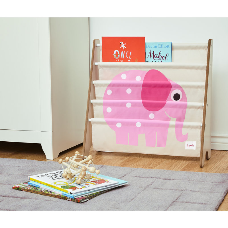 3 Sprouts - Book Shelf - Kids Book Rack Organizer  - Baby Room Bookcase, Elephant