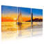 Nautique, voilier, coucher de soleil, océan, vagues, phare, horizon, ensemble de 3 impressions sur toile-184828360