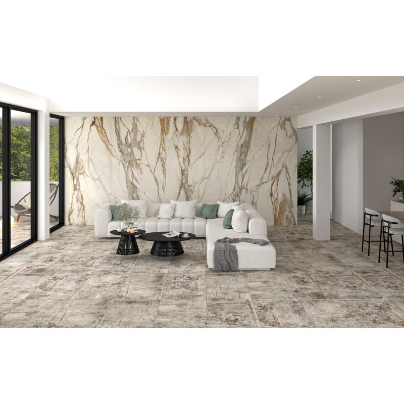 Urban Craft Metal Look 24x48 Porcelain Tile, Light Gray
