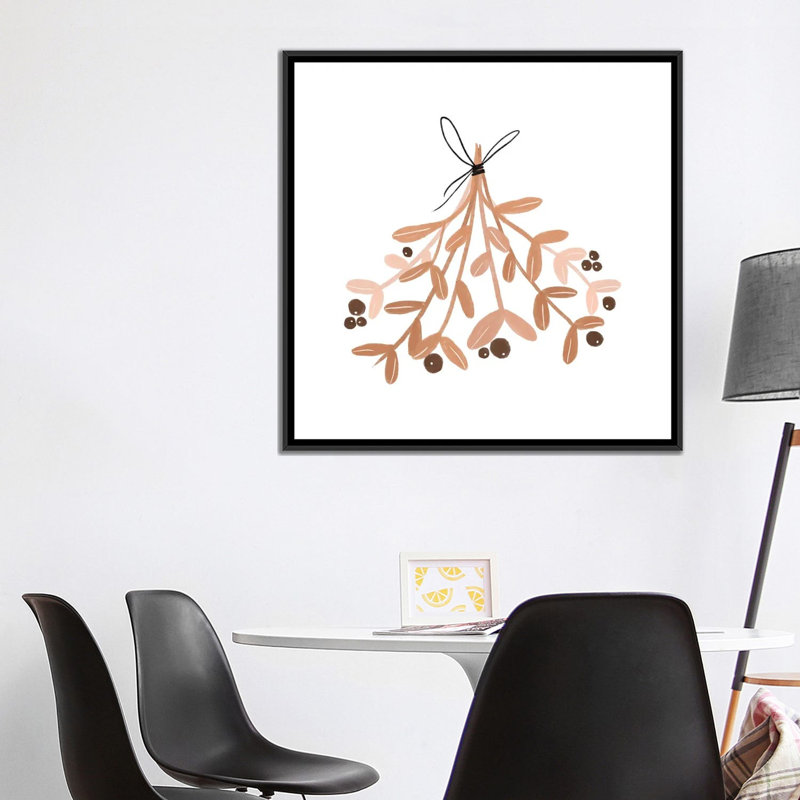 « Mistletoe » par Orara studio, reproduction d’art, H 37 po x l 37 po x P 1,5 po, Toile avec cadre noir, Pas de tapis
