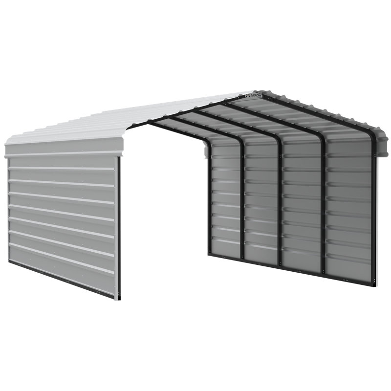 Abri d'auto en acier avec 2 ensembles de parois latérales, 12 x 20 x 7, Blanc