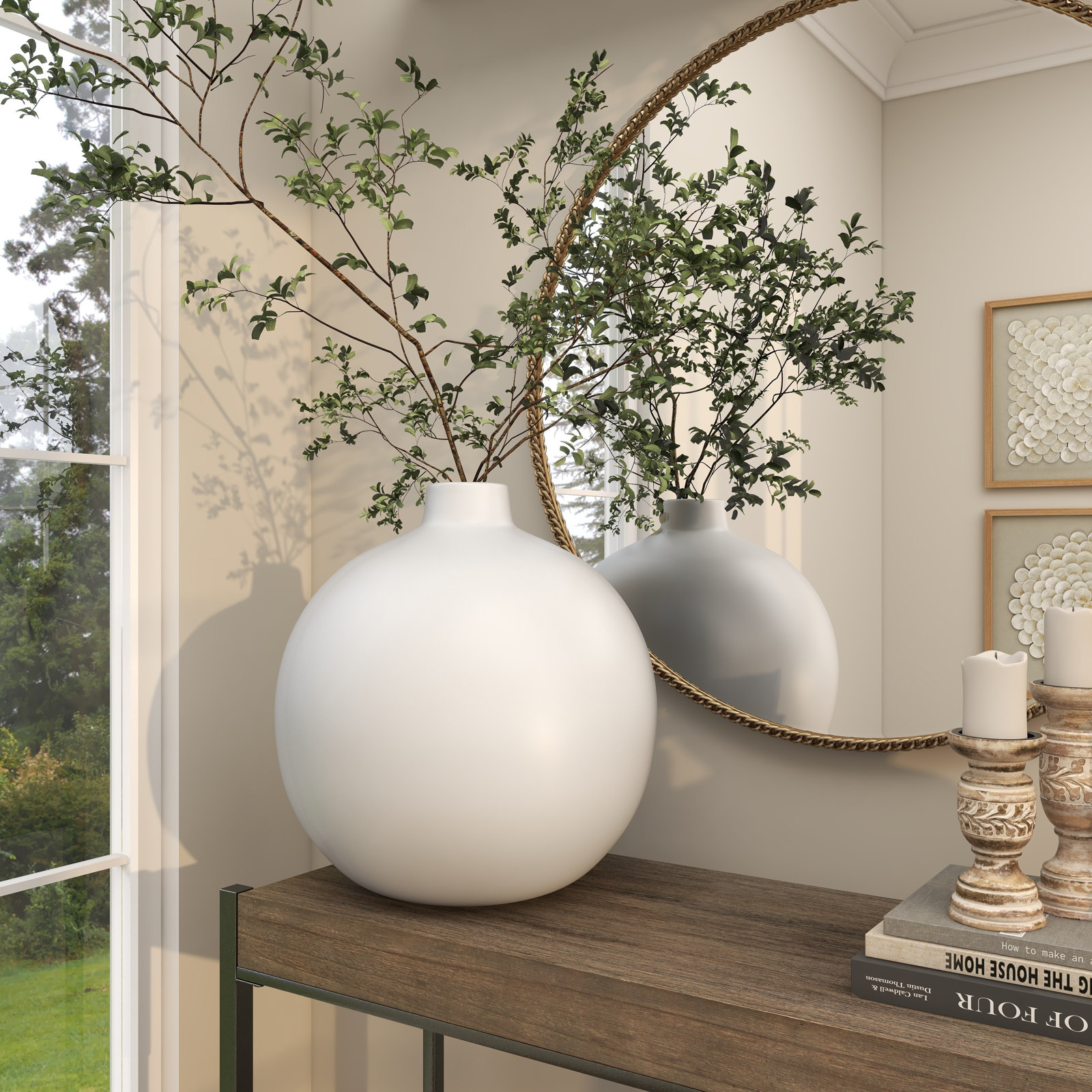 Mable Ceramic Table Vase, White